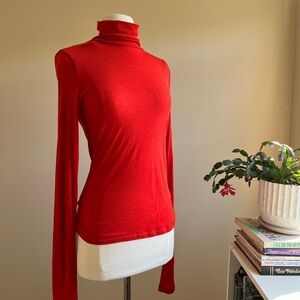 H&M Red Turtleneck Top
